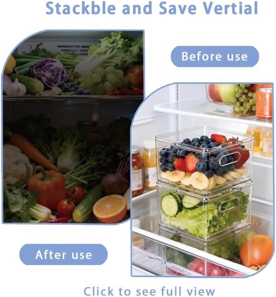 2 Pack Fruit Storage Containers for Fridge with Lid & Drain Basket | 3-in-1 Wash-Drain-Store – BPA-free clear containers keep berries/strawberries fresh, ready-to-eat in fridge.
