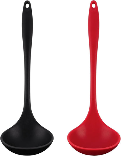 Premium Silicone Ladle Set: Nonstick Heat Resistant Kitchen Spoon 2-Pack