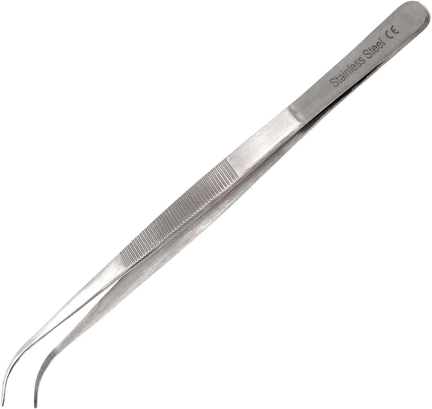 6 Inch Professional Culinary Stainless Steel Precision Tongs with Serrated Tips, Plating/Food Presentation Detailing Serving Tongs, Chef's Kitchen Tweezer Tongs - Ultra Non-Slip Grip