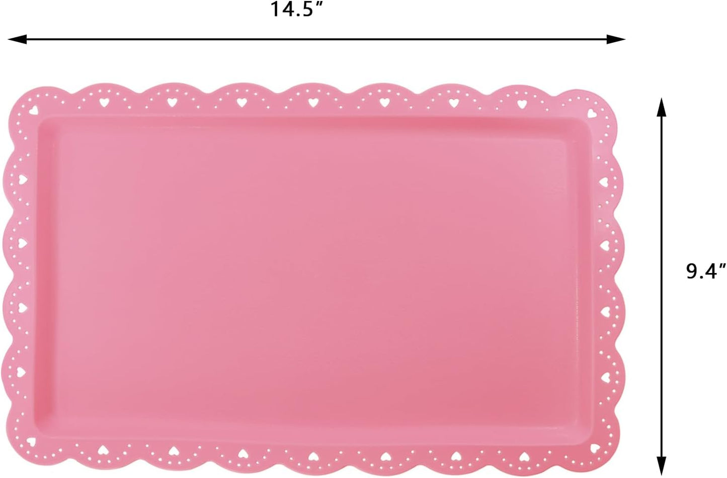 Set of 6 Plastic Serving Trays Food Tray - 14" x 9" Rectangle Serving Platter for Party Cafeteria Kitchen Restaurant , Small Flat Trays for Dessert Fruit Cookie Snack (6, White)