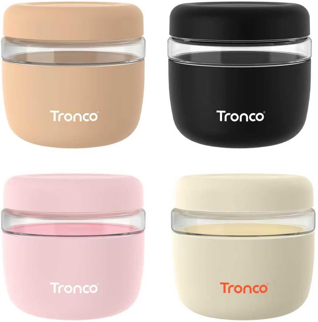 Tronco 24 oz Glass Food Storage Containers with Lids, Airtight, Leak & Spill Proof Glass Lunch Bowls for Meal Prep, Salad, Yogurt, Soup & Stew, Microwave & Dishwasher Safe, BPA-Free, Set of 1