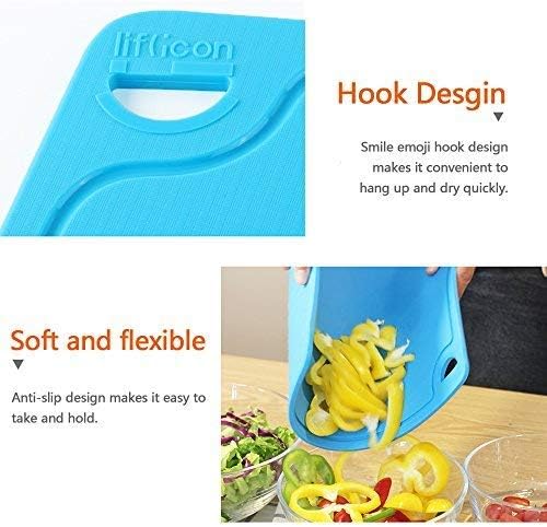 Liflicon Thick Cutting Boards for Kitchen Silicone Chopping Board Set of 2 Mid 12.6'' x 9.1”,Mini 9.1”x7.1” Non-slip Deep Drip Juice Groove Easy Grip Handle,Dishwasher Safe-Red