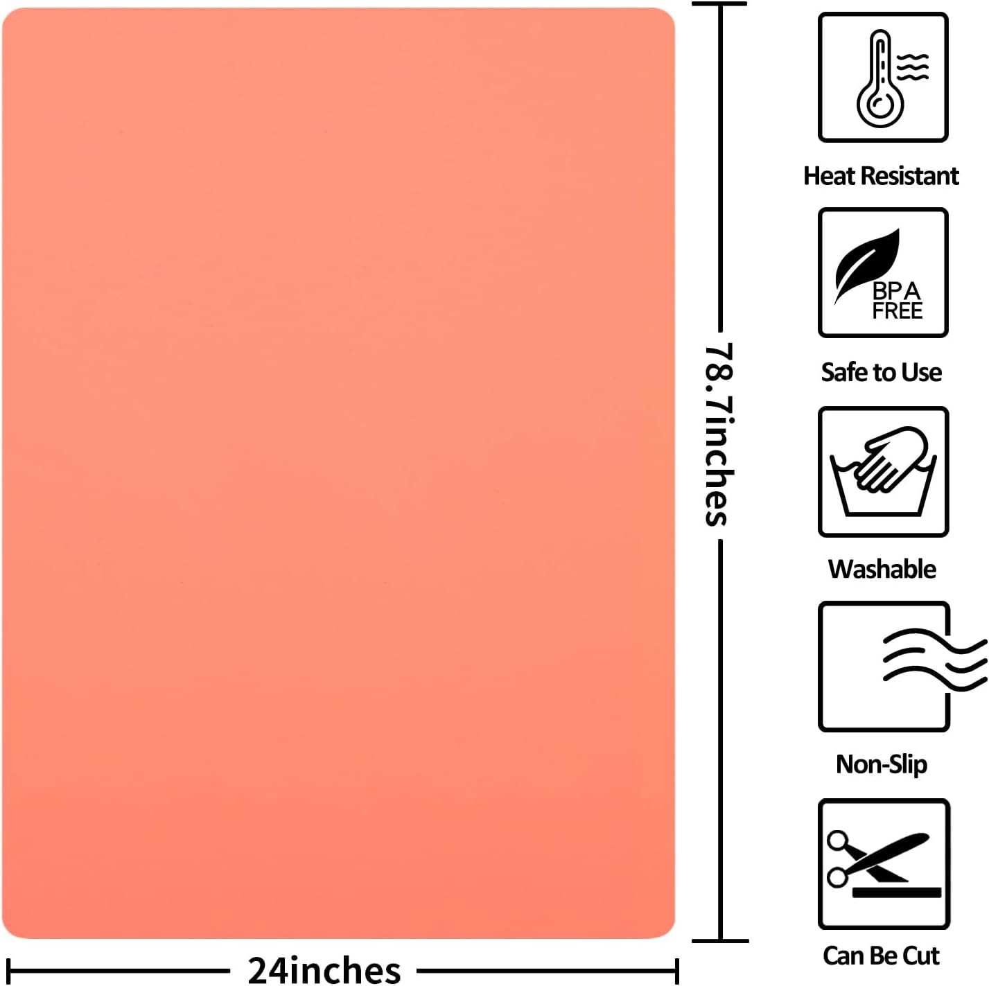 Silicone Mat Heat Resistant Mats for Countertop, Large Silicone Mats for Crafts Kitchen Counter Workbench Table protector, Size 36x24 inches Thick 2mm,Rolled Package,Light Blue