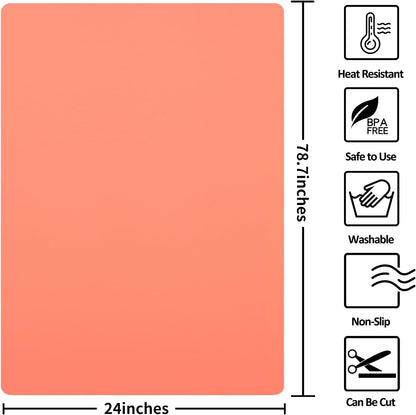 Silicone Mat Heat Resistant Mats for Countertop, Large Silicone Mats for Crafts Kitchen Counter Workbench Table protector, Size 36x24 inches Thick 2mm,Rolled Package,Light Blue