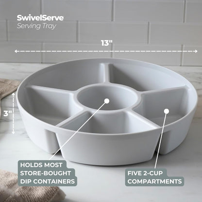Heavy-Duty Divided Serving Tray with Leakproof Lid-6 Divided Compartments to Serve & Store Food, Snacks, Fruit Tray, Veggie Platter - 100% Made In USA by TEGRIWARE (Arctic Blueberry)