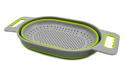 SAMMART 5L (1.3 gallon) Over The Sink Oval Colander (1, Grey/Fluorescent Green)