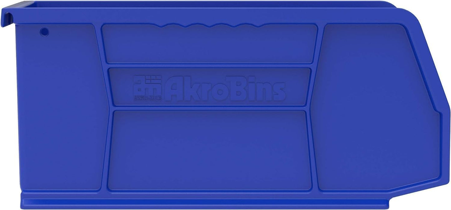 Akro-Mils 30230 AkroBins Plastic Storage Bins, Space-Saving Stackable Bins for Garage, Pantry, Craft Organization, 10.5 "L x 5.5 "W x 5"H, Blue, 12-Pack