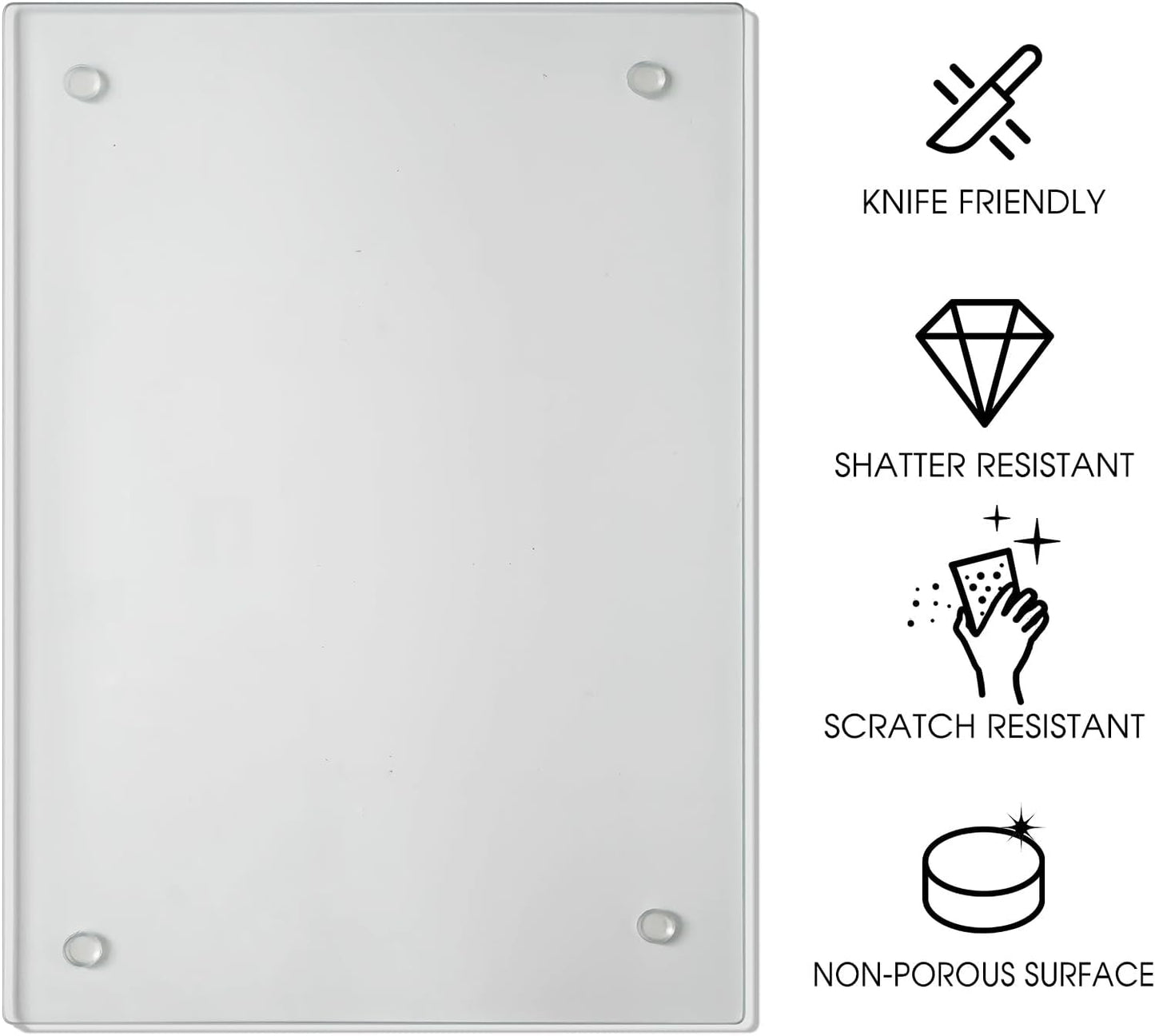 JAMBALAY Tempered Glass Cutting Boards for Kitchen, 16"x12" Clear Glass Cutting Board Set, 2Pcs Chopping Board with Rubber Non Slip Feet, Heat Resistant, Shatter Resistant, Dishwasher Safe