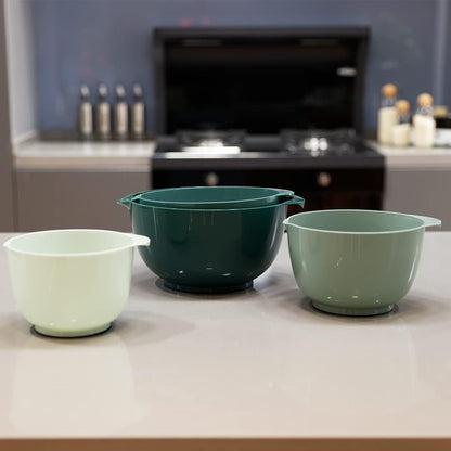 BoxedHome Nesting Plastic Mixing Bowl Set With Pour Spout, Microwave and Dishwasher Safe, BPA free Non-Slip Base, Set of 4 Size 1.7, 2.5, 3.5 and 4.5qt, Great for Prepping, Baking, Cooking (Dark Blue)