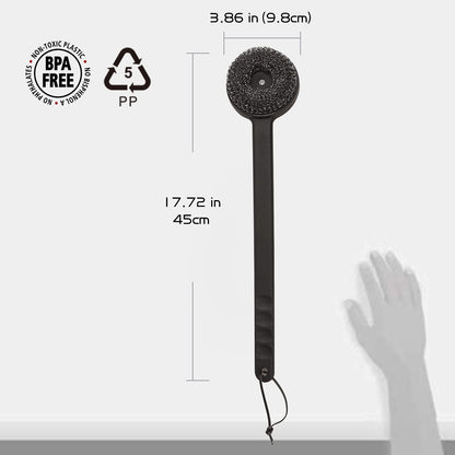 18" Long Handle Grill Brush with Replaceable Head - Safe Bristle Free Stainless Steel BBQ Cleaner with Heavy Duty Scrubber Pad, Grill Accessories Steel Wool Scrubbers for Porcelain Gas Charcoal Grill