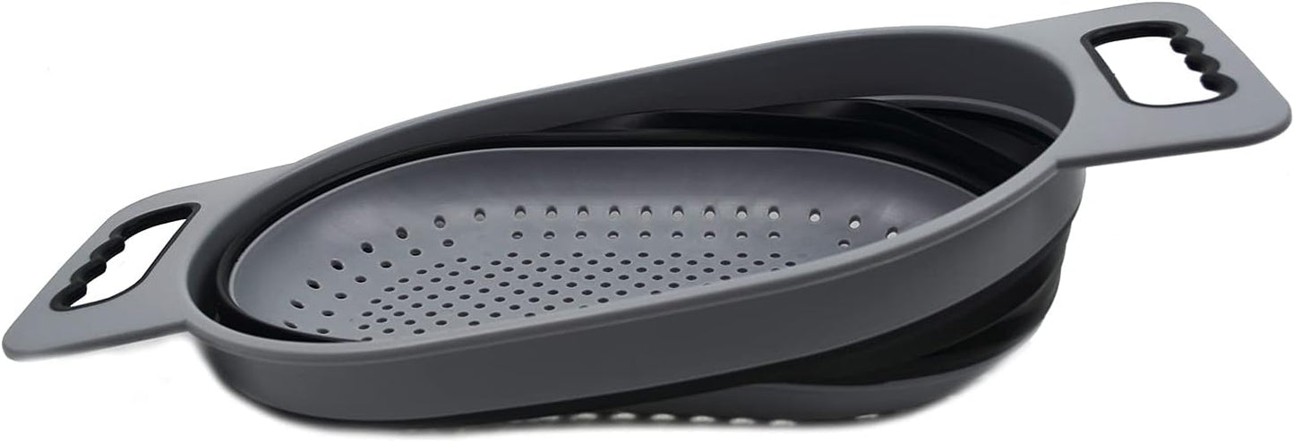 SAMMART 5L (1.3 gallon) Over The Sink Oval Colander (1, Grey/Fluorescent Green)
