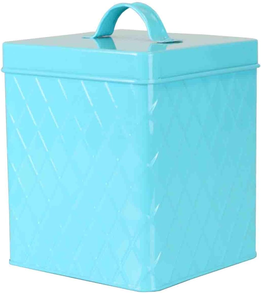 Home Basics Tin Kitchen Food Storage Organization Canister Collection (Large Canister with Cover, Turquoise)