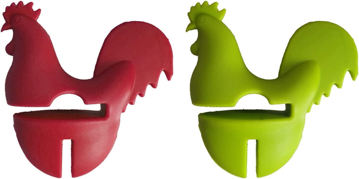 Chicken Pot Clip Spoon Holder Portable Cartoon Silicone-Pot Clip Anti-scalding Spoon Holder Pot Side Clip Cooking Tool, Red