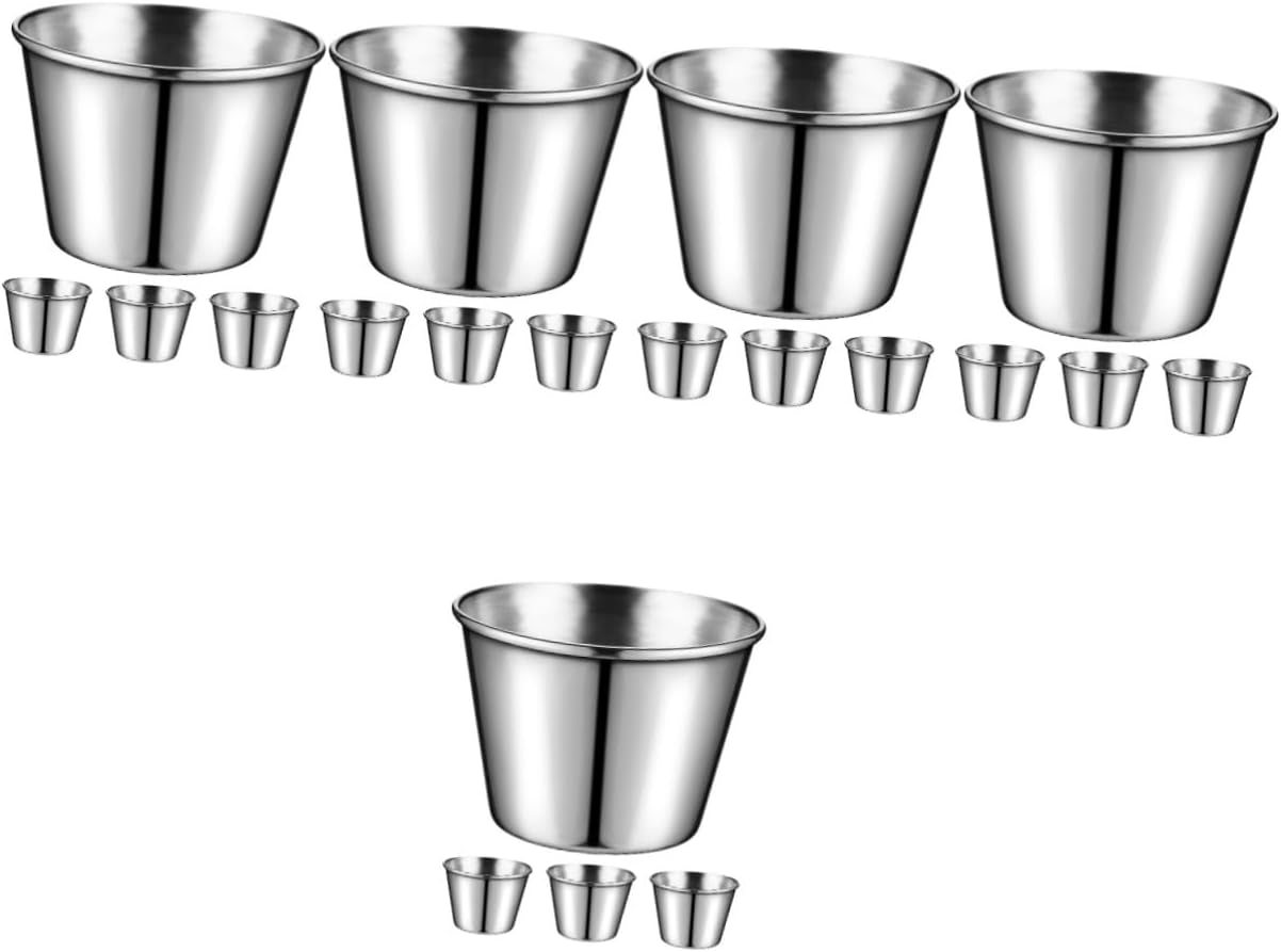 OUNONA 20pcs Stainless Steel Dipping Bowls Sauce Cups for Ketchup Condiments Appetizers for Restaurants and Home Use Versatile Kitchen Storage