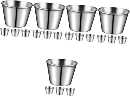 OUNONA 20pcs Stainless Steel Dipping Bowls Sauce Cups for Ketchup Condiments Appetizers for Restaurants and Home Use Versatile Kitchen Storage