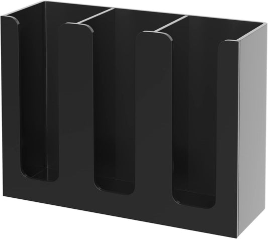 KOTEMON Acrylic Cup and Lid Holder, 3 Compartment, Disposable Coffee Cup Dispenser Cup Storage Organizer, Clear