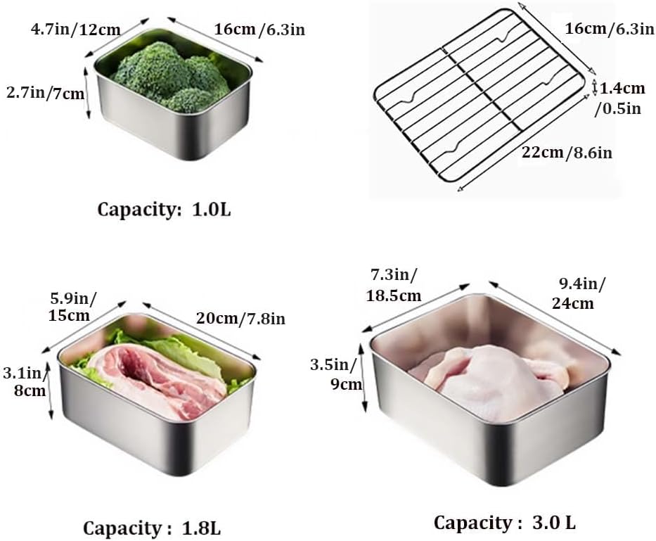 Stainless Steel Food Containers with Lids, Set of 5 Meal Prep Container Reusable Metal Food Storage Bento Lunch Box for Kitchen Picnic, BPA Free,67oz,118oz)