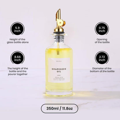 Molimoli - Premium Olive Oil Dispenser Bottles for Kitchen with Pourer - Oil and Vinegar Dispenser Set, Glass Dispenser for Kitchen, Dispenser Bottle of 350ml