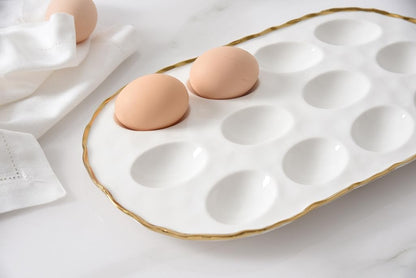 Portofino Oval Deviled Egg Tray, 14.5" x 7.75" x 1"