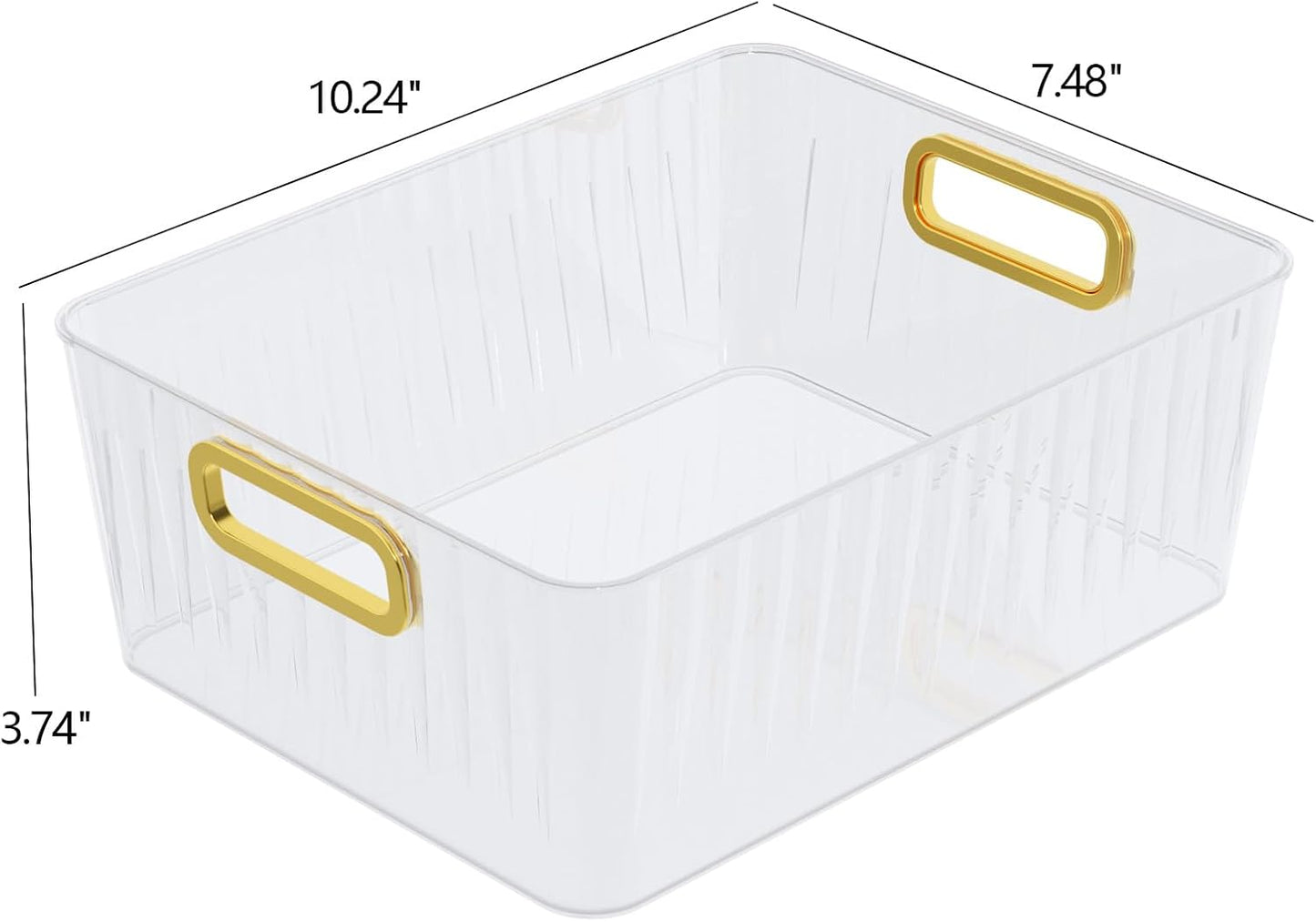 6 Packs Plastic Storage Bins with Handle, Clear Organizer Basket | for Shelf, Closet, Refrigerator, Kitchen, Pantry