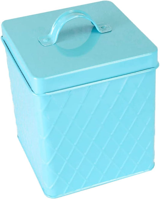 Home Basics Tin Kitchen Food Storage Organization Canister Collection (Large Canister with Cover, Turquoise)