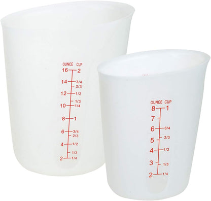 Szxc Silicone Flexible Nestable Measuring Cups Set for Epoxy Resin, Butter, Chocolate - 4 Cup + 2 Cup + 1 Cup - Melt Stir Squeeze & Pour - BPA Free - Standard & Metric Measurment Markings