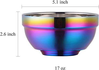 Stainless Steel Bowl Set: 500 ml Cereal Bowl, Set of 10 with Gift Box Included. Double Walled Insulated & Dishwasher Safe, Durable Deep Soup Bowl, Suitable for Home Kitchen & Child (Silver)