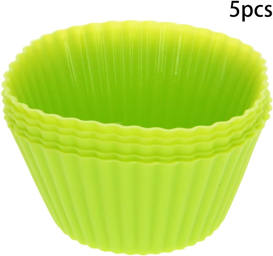 Utoolmart Silicone Cupcake Baking Cups,Reusable Silicone Baking Cups, Non-stick Cupcake Muffin Liners Cake Molds Set, Use As Lunch Box Dividers, 5 Pcs