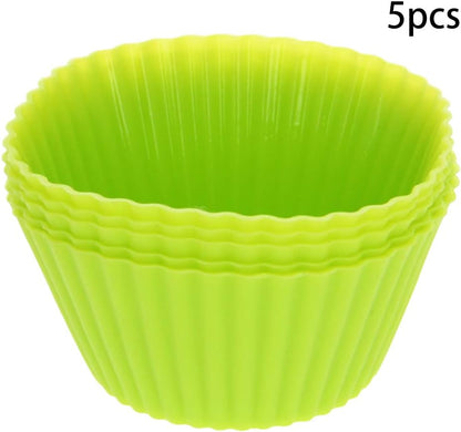 Utoolmart Silicone Cupcake Baking Cups,Reusable Silicone Baking Cups, Non-stick Cupcake Muffin Liners Cake Molds Set, Use As Lunch Box Dividers, 5 Pcs
