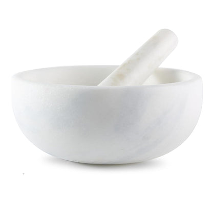 Koville Luxury Marble Mortar and Pestle Set, 7"-4cups Grinder Bowl for Guacamole, Salsa, Pill Crusher, Spice, Herb, Garlic, Nut, Heavy Duty Grinder for Kitchen