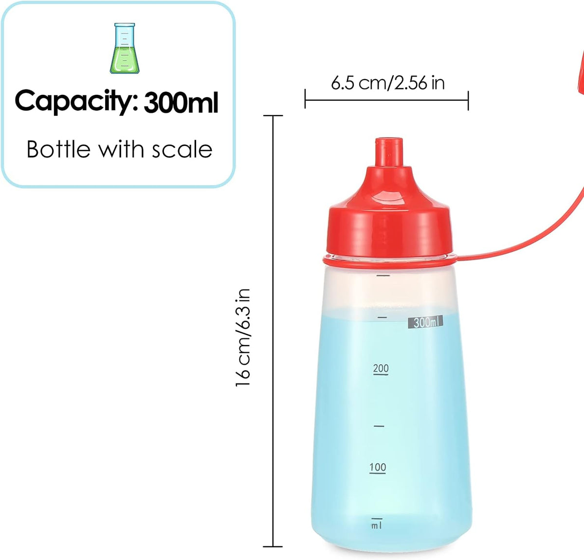 Condiment Squeeze Bottle for Sauces Wide Mouth, Plastic Squeeze Bottles for Condiments, Paint, Ketchup, Mustard, Oil, Resin, Baking, Cake Decorating, Cleaning, BPA Free-Food Grade (19 oz., 2, Count)