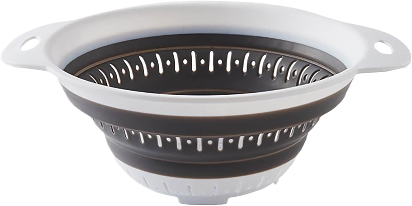 Collapsible Kitchen Colander and Strainer Set - Round Folding Food Strainer, Space-Saving Silicone Colander for Pasta, Vegetables & Fruits, Dishwasher-Safe Colander, Easy Storage Colander for Kitchen