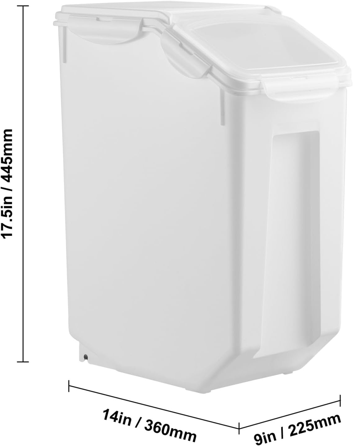 Happybuy Rice Storage Container, 4.5Gallon/20L Capacity Large Dog Food Dispenser Bin. Kitchen Ingredient Grain Cereal Flour Bin. Pet Food Container with Wheels, Measuring Cup, Airtight Lid. 1 Pack.