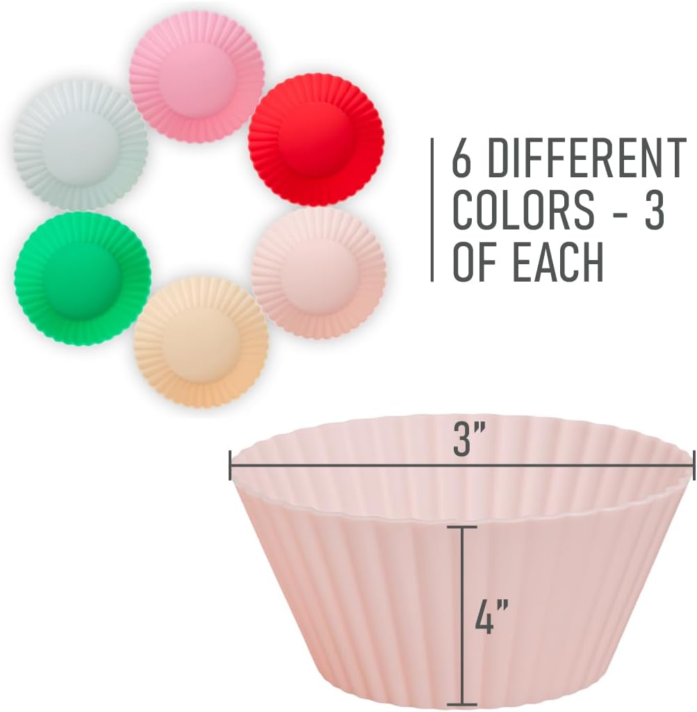 24 Pack Silicone Cupcake Baking Cups - Heavy Duty Cupcake Liners, Non-stick and Dishwasher Safe Silicone Baking Liners, Non-toxic Muffin Liners by Tacken
