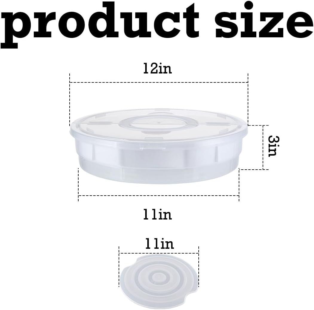 2 Pack 12 Inch Pie Carrier with Lid and Handle Reusable 2 Compartments Food Storage Container Plastic Pizza Storage Containers Round Pie Keeper for Cake Cheesecake Tortilla