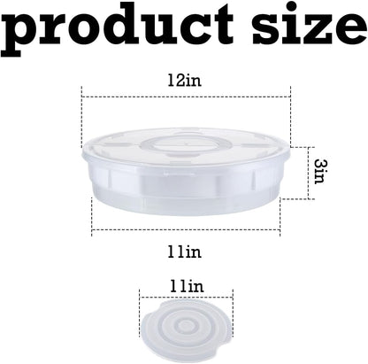2 Pack 12 Inch Pie Carrier with Lid and Handle Reusable 2 Compartments Food Storage Container Plastic Pizza Storage Containers Round Pie Keeper for Cake Cheesecake Tortilla