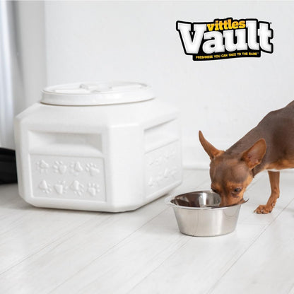 Vittles Vault Traditional Pet Food Storage Container For Dog Kibbles/Bird Seed/Oatmeal/Rice/Flour/Cereal, BPA Free Plastic, Sealed Airtight For Cat Food, Up To 50 lb, Made in USA, With Scoop, Gray