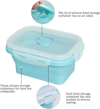 Alimat PluS 40.5oz Silicone Collapsible Food Storage Containers with Lids, 3 Pack Set 1200ml Folding Large Meal Prep Lunch Containers, Microwave, Freezer and Dishwasher Safe