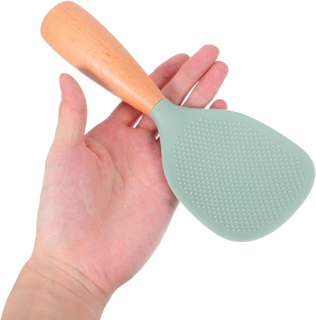 MAGICLULU Silicone Rice Paddle with Wooden Handle, Non Stick Rice Spoon