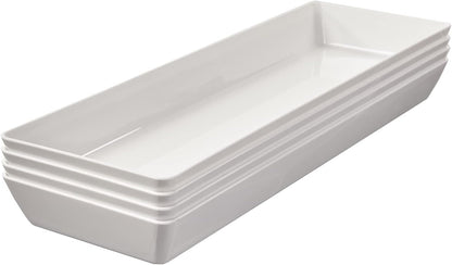 US Acrylic Coastal Plastic Serving Trays (Set of 4) 15” x 10” | Large Unbreakable Reusable Rectangular Party Platters | Serve Appetizers, Fruit, Veggies, & Desserts | BPA-Free & Made in USA