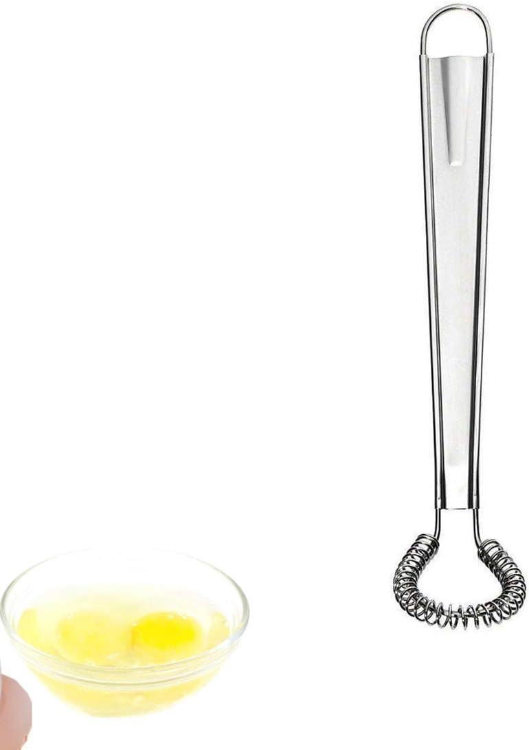 Stainless Steel Mini Spring Egg Beater Silicone Whisk Magic Hand Held Sauce Stirrer Blender Milk Frother Foamer Coffee Mixer (2Pack-Silicone+Steel coil)