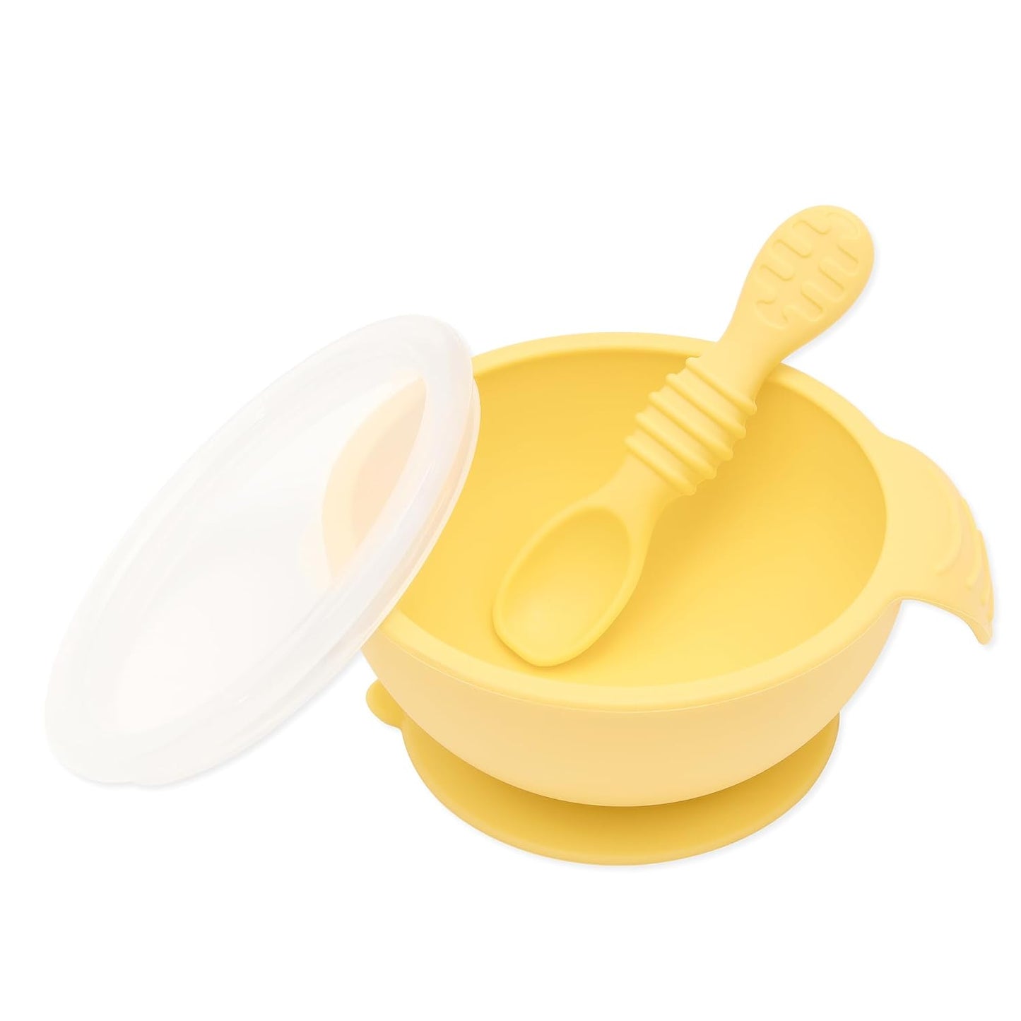 Bumkins Baby Bowl, Silicone Feeding Set with Suction for Baby and Toddler, Includes Spoon and Lid, First Feeding Set, Training Essentials for Baby Led Weaning for Babies 4 Months Up, Sage