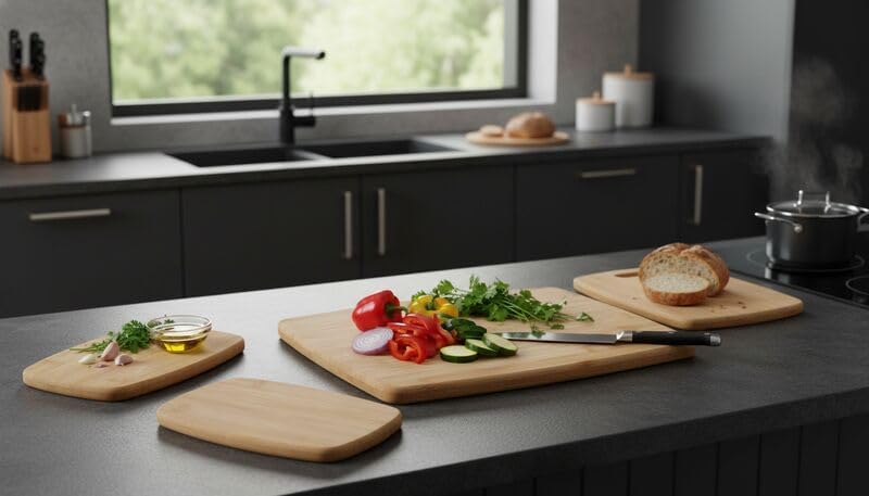 Farberware Bamboo Cutting Board Set, 4-Piece, Reversible