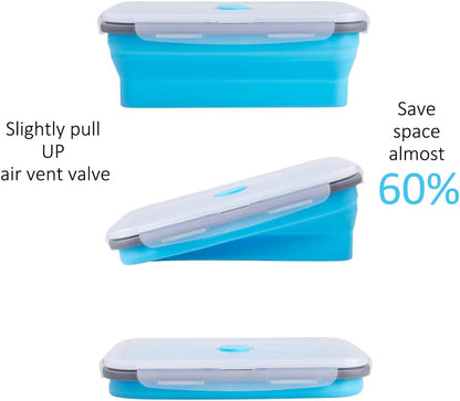Collapsible Food Storage Containers with Lids, 4 Pack, 40 oz Silicone 1-Compartment Meal Prep Containers Reusable, Lunch Bento Boxes for Adults, Microwave Freezer Dishwasher Safe, BPA-Free, Black