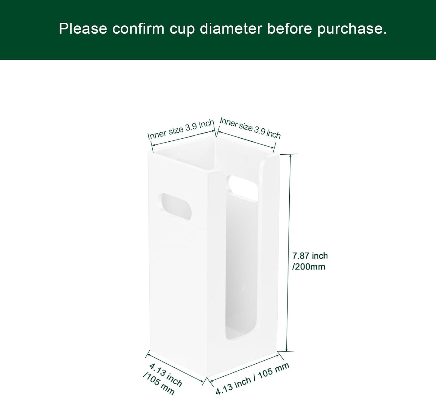 Disposable Coffee Cup Dispenser with Handles, Countertop or Wall Mount Hot/Cold Drink Cup and Lid Holder - Bathroom/Kitchen/Office Acrylic Cup Lid Storage Organizer (1 Compartment, Clear)