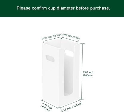 Disposable Coffee Cup Dispenser with Handles, Countertop or Wall Mount Hot/Cold Drink Cup and Lid Holder - Bathroom/Kitchen/Office Acrylic Cup Lid Storage Organizer (1 Compartment, Clear)