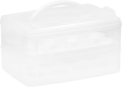 Snapware (2-Layer, 24 Eggs) Plastic Detachable Deviled Egg Carrier Storage Container With Lid and Handle, Freezer Dishwasher Microwave Safe