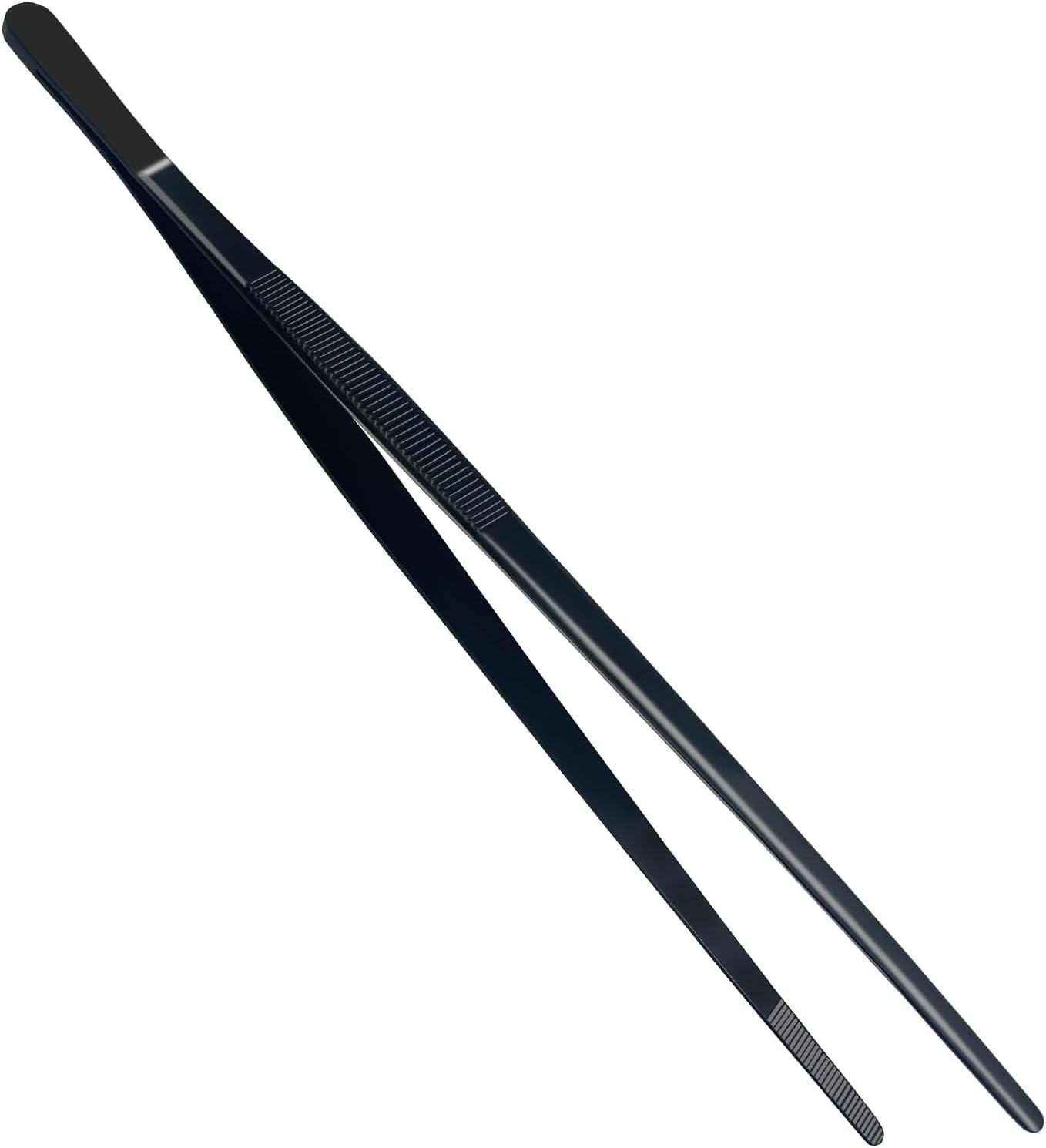 8-Inch Plating Tweezers Culinary Kitchen Tweezer Stainless Steel, Black Offset Tweezers for Cooking Food Design (8-Inch Offset Design)