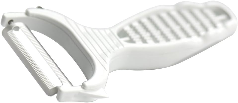 Börner Vegetable Peeler (6-in-1) • Garnishing Peeler with Grater • Multifunctional Peeler for Fruits & Vegetables • Fruit Peeler, Universal Peeler, Potato Peeler • Color: White