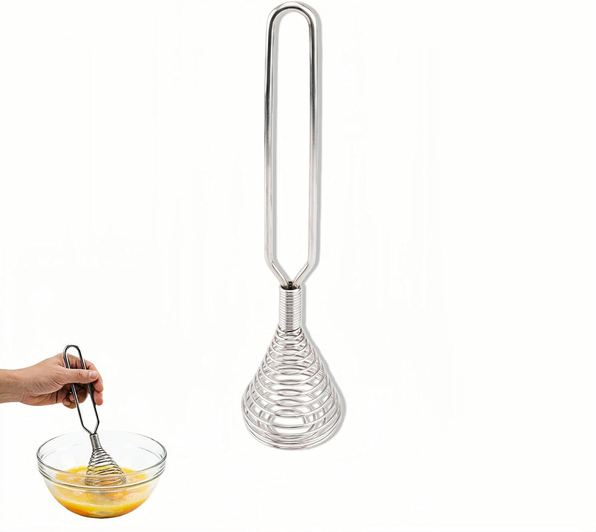 Stainless Steel Spring Coil Whisk Wire Whip Cream Egg Beater Gravy Cream Hand Mixer Kitchen Tool Accessories For Mixing, Blending, Beating, Stirring, Cooking - (1Pcs Silver)